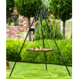 GRILL NA TRÓJNOGU 180 CM - RUSZT STAL NATURALNA 70 CM + KOŁOWROTEK