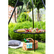 GRILL NA TRÓJNOGU 180 CM - RUSZT STAL NATURALNA 70 CM + KOŁOWROTEK