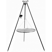 GRILL NA TRÓJNOGU 180 CM - RUSZT STAL NIERDZEWNA 70 CM+KOŁOWROTEK
