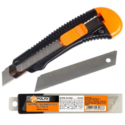 ZESTAW NÓŻ BUDOWLANY PLASTIKOWY WZMOCNIONY 18 MM+ OSTRZA ZAPASOWE 18 MM 10 SZT
