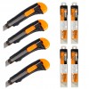 ZESTAW 4 X NÓŻ BUDOWLANY PLASTIKOWY WZMOCNIONY 18 MM + 4 X OSTRZA ZAPASOWE 18 MM 10 SZT
