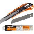 ZESTAW NÓŻ BUDOWLANY METALOWY Z AUTOMATYCZNĄ BLOKADĄ 18 MM + OSTRZA ZAPASOWE 18 MM 10 SZT