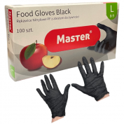 RĘKAWICZKI NITRYLOWE CZARNE L 100 SZT NITRYL FOOD MASTER