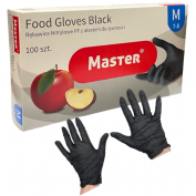 RĘKAWICZKI NITRYLOWE CZARNE M 100 SZT NITRYL FOOD MASTER