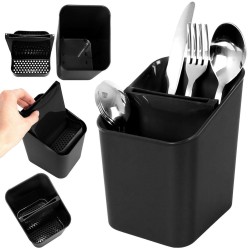 OCIEKACZ NA SZTUĆCE plastikowy pojemnik koszyk z wkładem suszarka organizer popielaty czarny