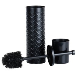 Szczotka TOALETOWA WC pojemnik stojak ociekacz czarna metalowa łazienkowa 38x10 cm